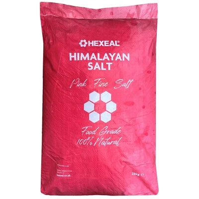 Hexeal HIMALAYAN PINK SALT | 25kg Bag | Fine | 100% Natural | Food/Cosmetic