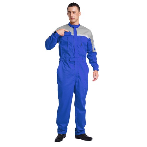 Men's Resistant Safety Coveralls Anti-static Reflective Straps Overalls Jumpsuit - Picture 21 of 60