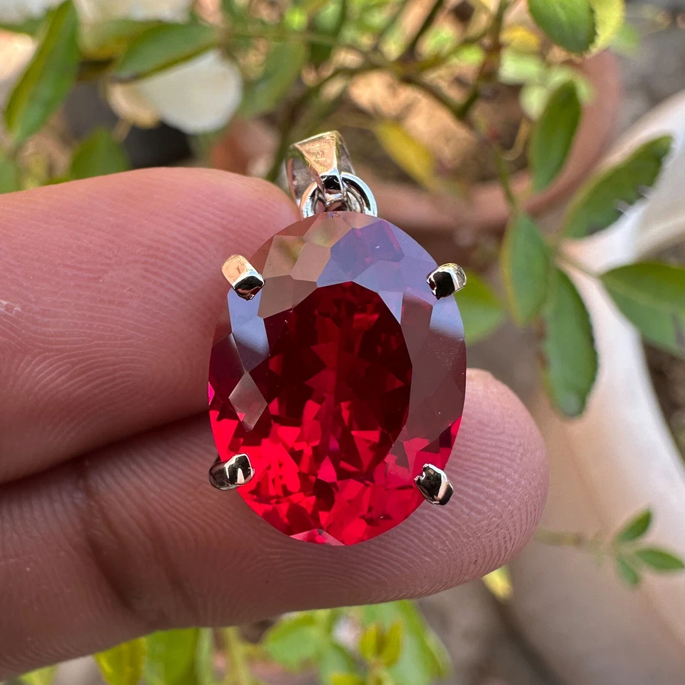 Colgante de rubí rojo de 24,85 quilates en plata maciza 925 - piedras preciosas sueltas certificadas naturales Foto 3 de 4