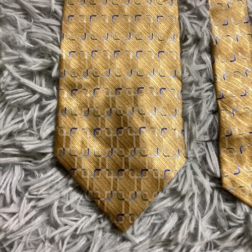 Jos A Bank 100% Silk Tie Brown Tan Blue Interlocking Squares Necktie Designer - Picture 3 of 9
