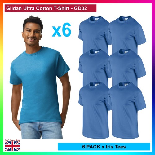 PAQUETE DE 6 * Camiseta Gildan Ultra Algodón * Camiseta Lisa para Hombre, Estándar En Blanco Pesado GD02 - Imagen 66 de 157