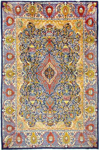 Antique persan fait à la main Tapis en laine à médaillon Bidjar