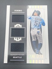 TRIPLE PATCH ICHIRO 2021 NATIONAL TREASURES GAME-WORN *JERSEY MATCH* Card #5/10