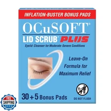 OCuSOFT Lid Scrub PLUS 35 - Pre-Moistened Leave-On Eyelid Wipes f