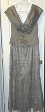 Daymor Couture Brown Shimmering Sleeveless Multi Layered Long Formal Gown Sz6