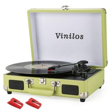 Portable Retro Bluetooth Vinyl Record Player, Hi-FI Built-In Stereo Speakers