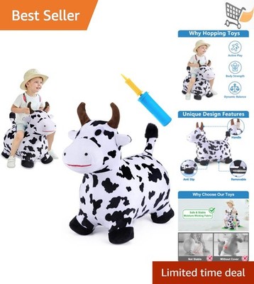 Inflatable Bouncing Cow Toy Toddler Indoor Outdoor Plush Ride On Kid Gift