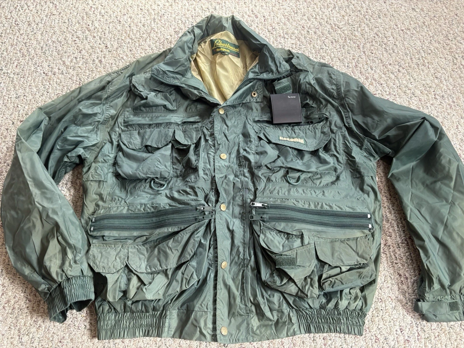 Vintage Hodgman Lakestream Fly Fishing Jacket Mens XL With Hood 90s