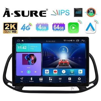 13.1'' 2K 4+64GB Android 14 DAB+ Autoradio Navi Carplay USB FIAT Doblo 2015-2019