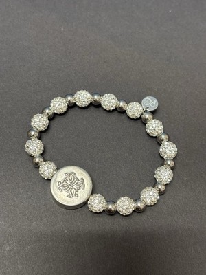 Rustic Cuff Bracelet SILVER Bead with Signature Logo Silver Tone