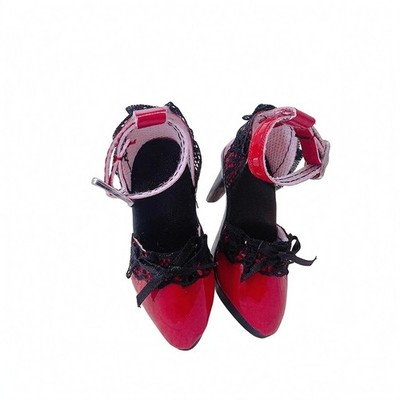 Doll Fesselriemchen Heels glänzend rot BJD Doll Heels Lackoptik