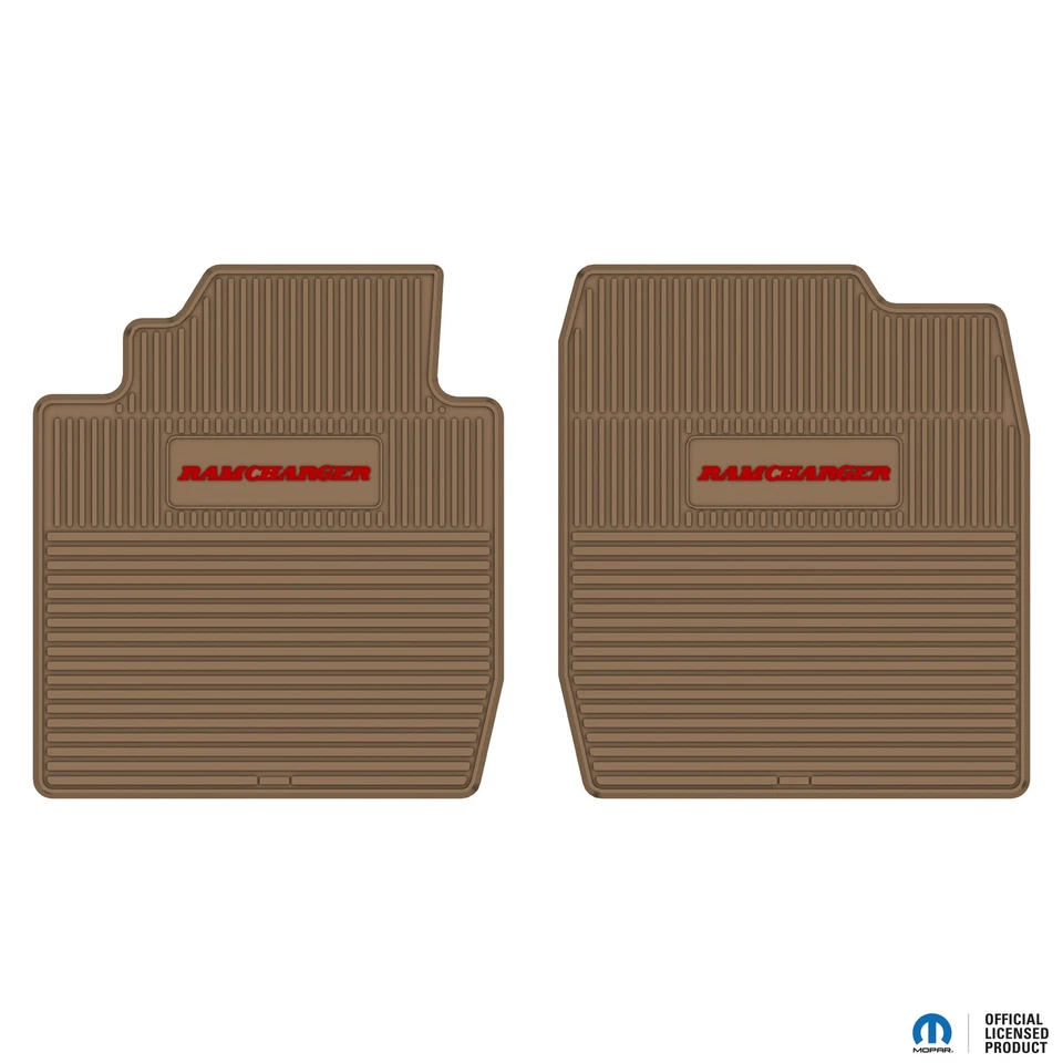 Rubber 2pc Floor Mats for 1974-1993 Dodge Ramcharger - Pick Year, Logo & Color - Image 4 of 4