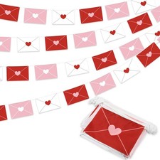 41 Ft Valentine's Day Hanging Banner Decoration Heart Envelope Shaped Banner Red