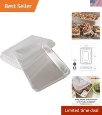 Natural Aluminum Commercial Cake Pan with Lid, Rectangle Pan with Lid Silver,...
