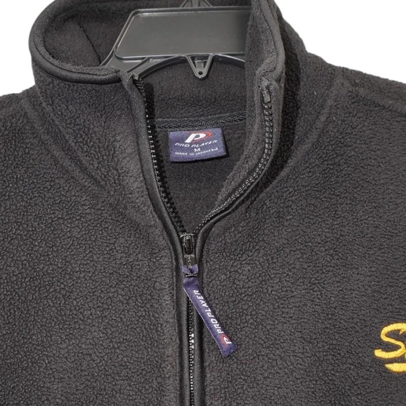 复古 Pro Player 匹兹堡钢人队羊毛套衫黑色 1⁄4 拉链刺绣 — 第 2/4 张图片