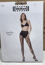 Wolford Amelia Tights Gobi Black Floral Pattern Size L New in Package