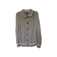 Express Sweater Men  s Large Cardigan Gray Button Heavy Knit Long Sleeve 