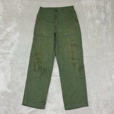 Vtg 70s OG-507 Poly/Cotton Fatigue Pants US Army Mens 28x27 DISTRESSED Vietnam