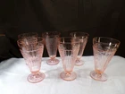 Set of 6 Hocking Pink Depression Glass Mayfair Footed Ice Iced Tea Tumblers