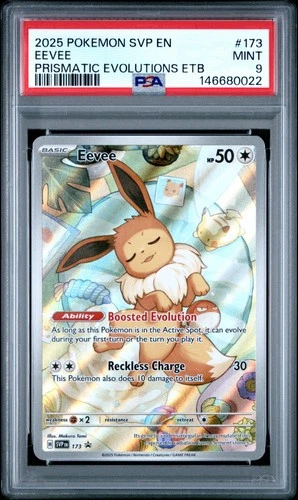 Pokemon Prismatic Evolutions - Eevee SVPEN 173 Black Star Promo PSA 9 04325