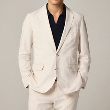 NWT J Crew Ludlow Slim-Fit Unstructured Suit Jacket Irish Cotton-Linen Blend 40S
