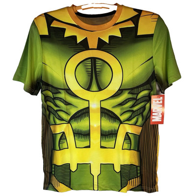 Marvel Loki Mens Size LARGE Green Yellow Costume Cosplay Tee Shirt Short Sleeve