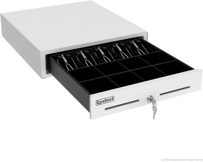 Epsilont Cash Drawer   Heavy-Duty POS Cash Register Drawer (Black/White)