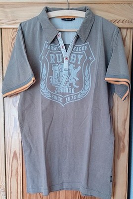 Polohemd Poloshirt grau/ocker Gino Santi Gr. L Baumwolle