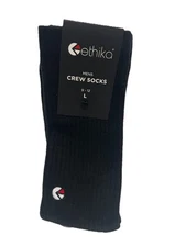 ETHIKA Men's Crew Socks Black Size L (9-12) NWT