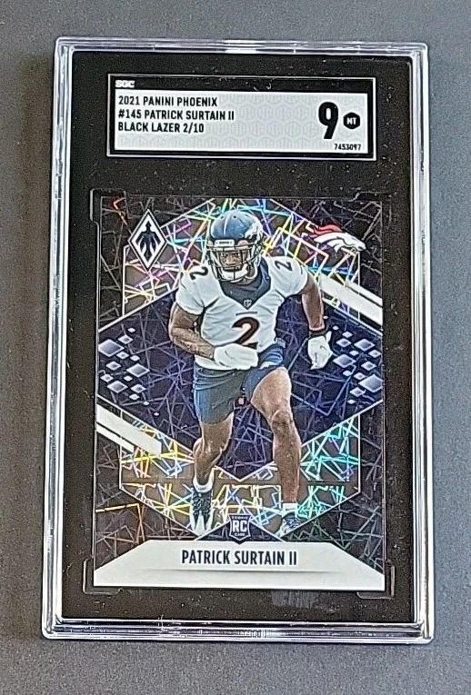 Patrick Surtain Il 2021 Phoenix Black Lazer RC #2/10 SGC 9 Mint "Jersey Number" - Image 3 of 4