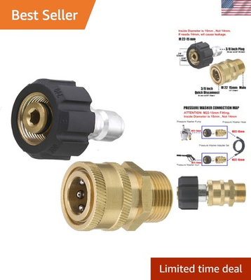 #ad Versatile M22 15mm Brass Pressure Washer Quick Connect Kit 2 Piece Set $19.99