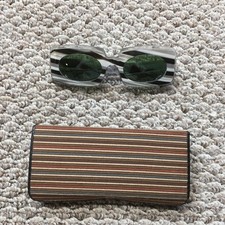 Vintage 60s 70s Hippie Sunglasses Original Black White Retro Original With Case