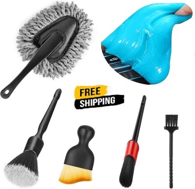 Car Interior Duster Detail Brush Cleaning Gel Kit, Soft Dash Vent Dusting Slime