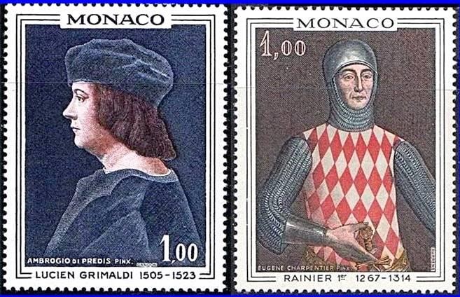 MONACO 1967 PAINTINGS / PRINCES MNH  COSTUMES, KNIGHTS