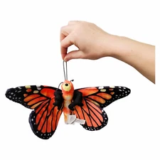 Plush Toy Butterfly (Orange Monarch - Double Wigs) 11 inch Wide. Stuffed Animal