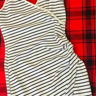 Striped jersey knit cotton summer beach dress black white - spaghetti strap  | eBay
