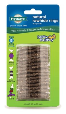 PetSafe Busy Buddy RAWHIDE GNAWHIDE RINGS Dog Toy Treat Refills Medium