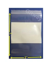 5" x 7" White Block Writeable Resealable Zip Top Lock Clear Plastic Bags 4 miL