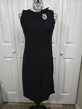 Ann Taylor Loft Black Bow Neckline Cut Out Sleeveless Lined Sheath Dress Size 2