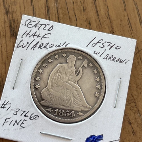 1854 O Seated Liberty Half Dollar - Fine Details - 90% Silver 50 Cent US Coin