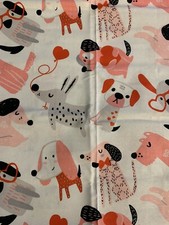 Create It Whimsical Dogs Hearts Cotton Fabric 18 x22 Fat Quarter New