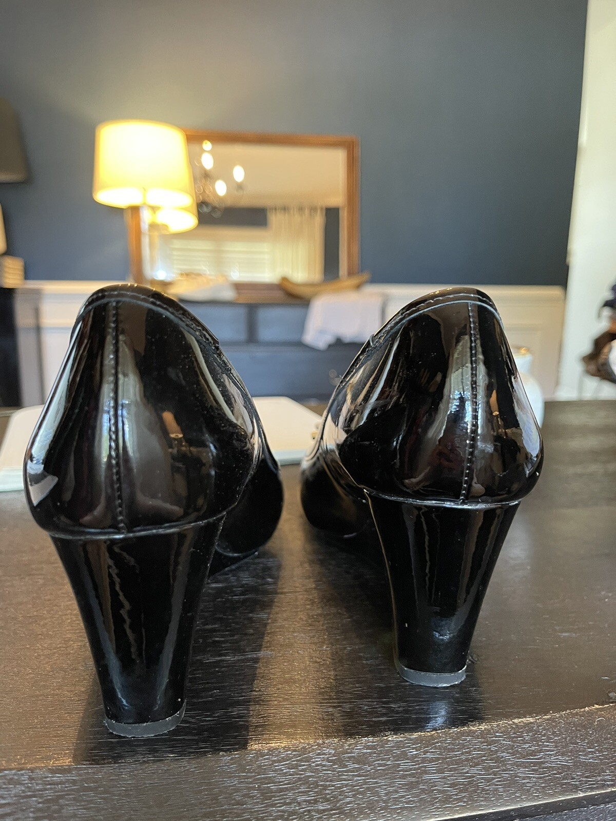 Kate Spade New York Women's Kacey Cap Toe Black Patent Leather Wedge Heel Sz 8.5 thumbnail 8