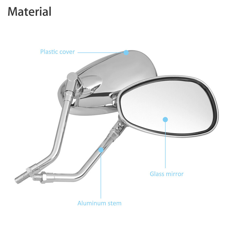 2-Pair Chrome Motorcycle Mirrors – 10MM Mount, Universal Fit For Suzuki Boulevard C50, M50, S40, M109R & More