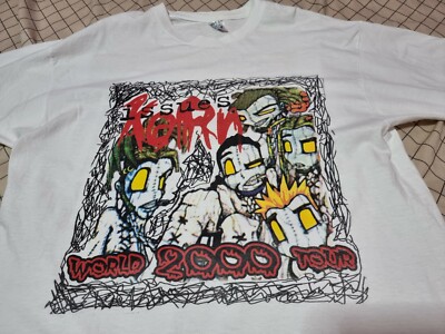 Korn Issues Vintage Tour White T Shirt 90s Cartoon Graphic Tee