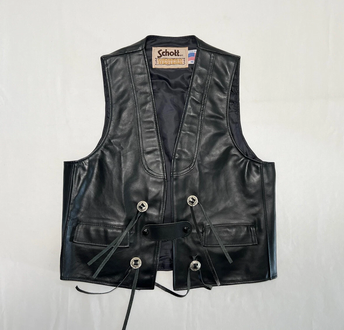 Schott leather best sale vest