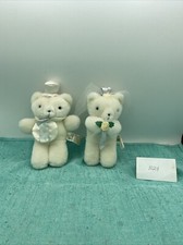 Vintage 1988 Applause White Teddy Bear Bride And Groom Stuffed Animal Set 7