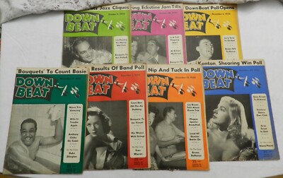 7 1950, Sep-Dec, Issues of Down Beat, Jazz Magazine, Woody Herman D Ellington VG
