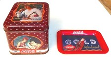 Coca Cola Tin Canister And Tip Tray