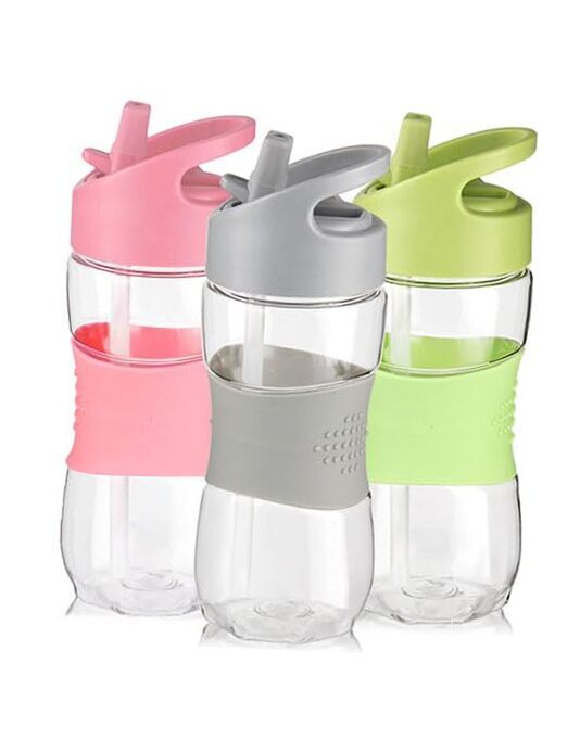 Kids Water Bottle with Straw 12 OZ BPA-Free Tritan Bulk 12 oz Gray-1 pack