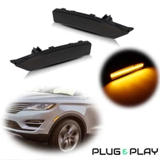 L+R Smoked Lens Amber LED Front Fender Side Marker Light For 2015-19 Lincoln MKC